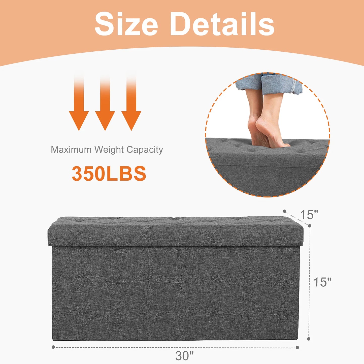 Folding Storage Ottoman Hidden Storage Footstool Bench