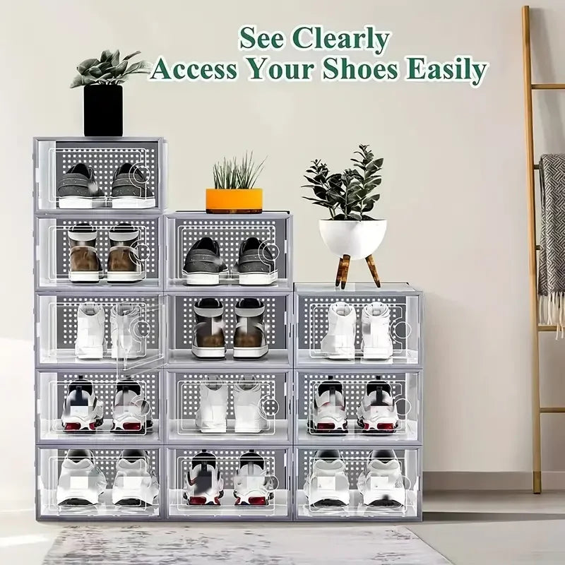 Foldable and stackable shoe racks, space saving