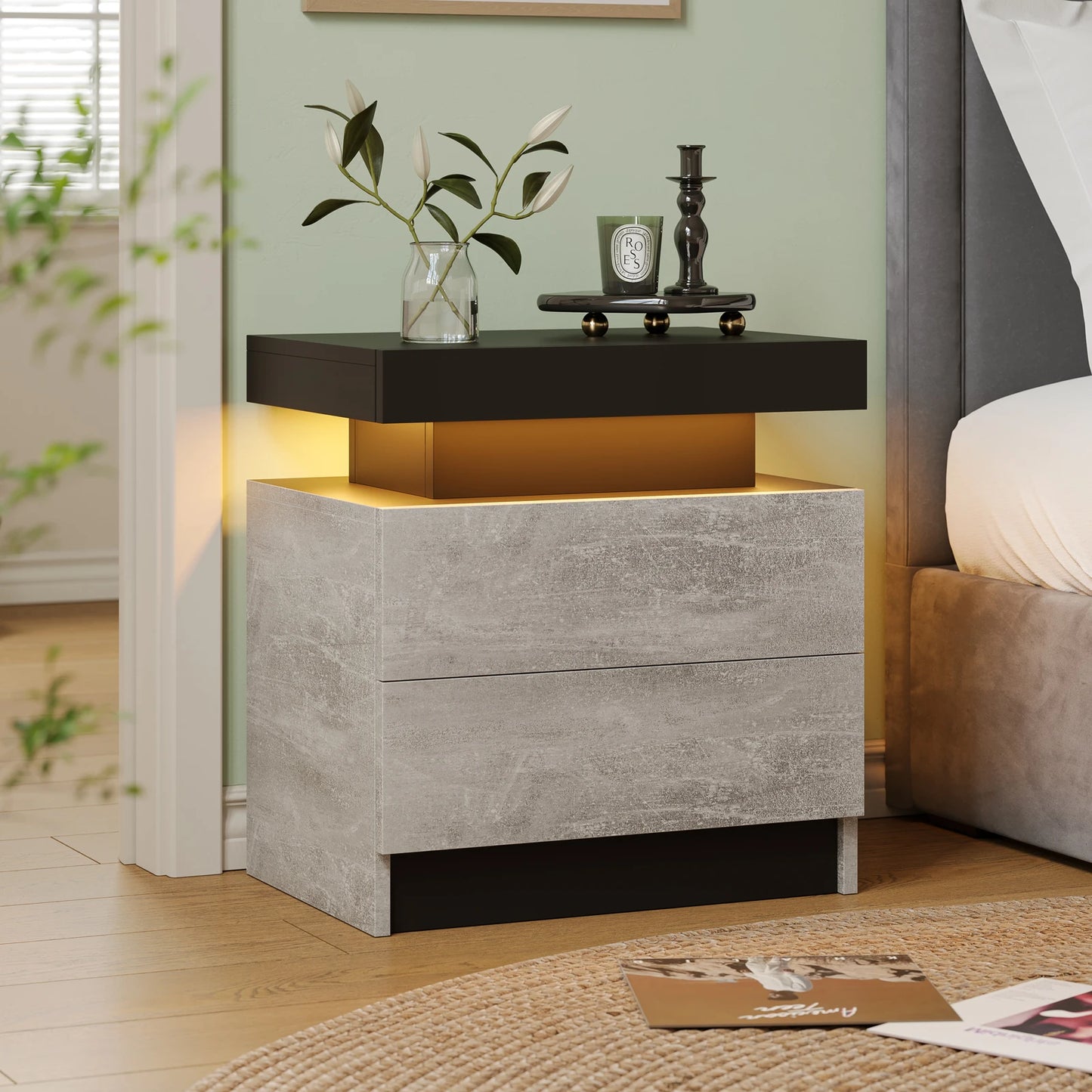 EndTable with LED Lights for Bedroom/Living Room