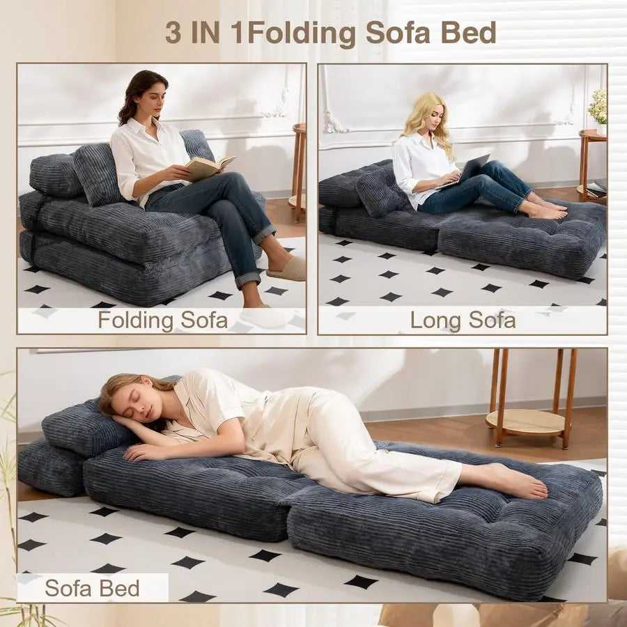 Convertible Sofa Bed with HighDensity Support Foam