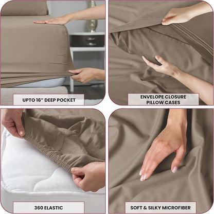 3 Piece Microfiber Bed Sheets with Flat Sheet