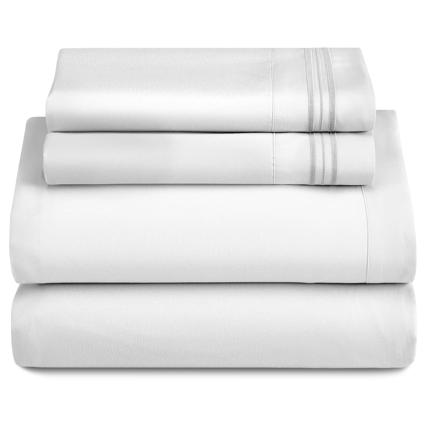 3 Piece Microfiber Bed Sheets with Flat Sheet