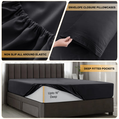 3 Piece Microfiber Bed Sheets with Flat Sheet