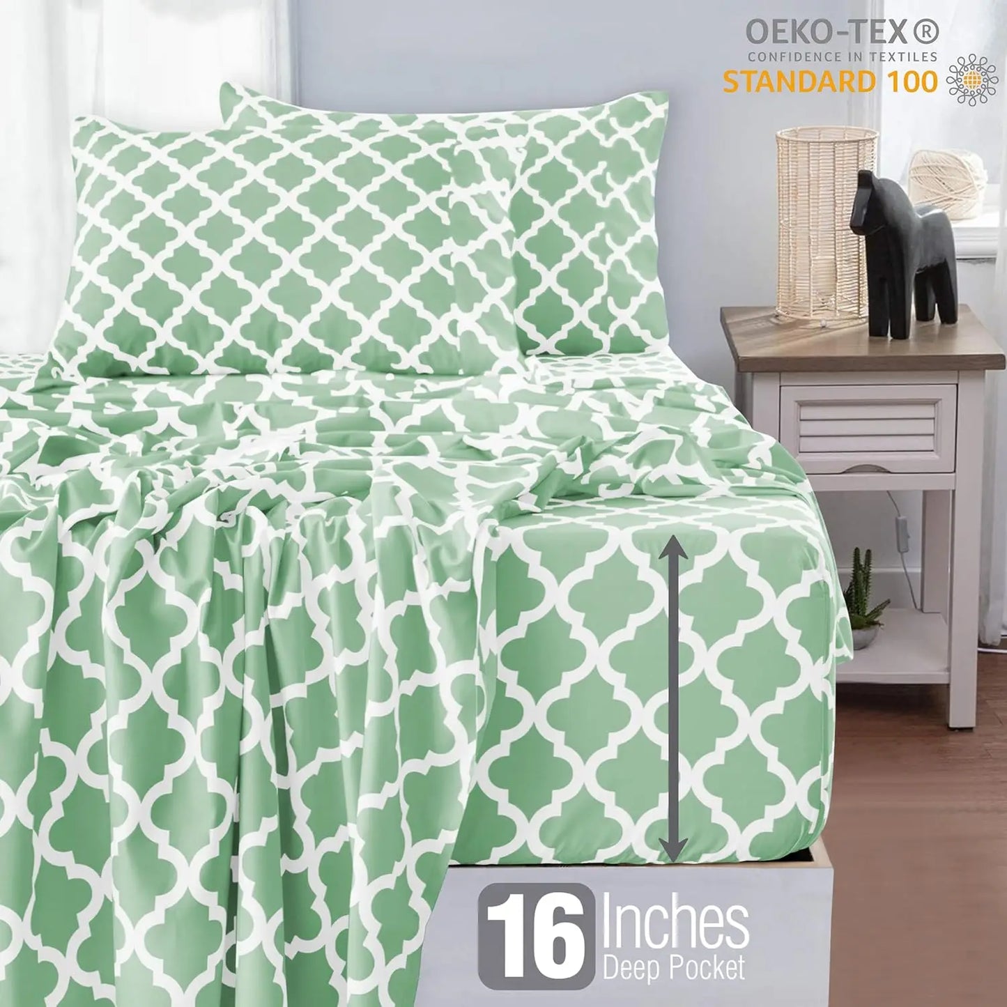 4PC Microfiber Bed Sheets with Flat Sheet