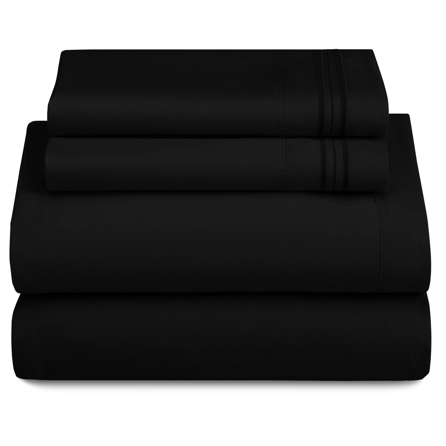 3 Piece Microfiber Bed Sheets with Flat Sheet