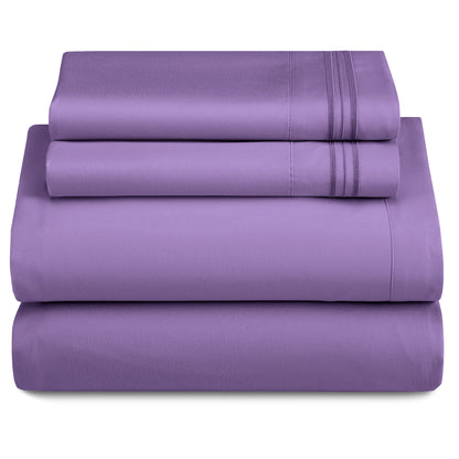 3 Piece Microfiber Bed Sheets with Flat Sheet