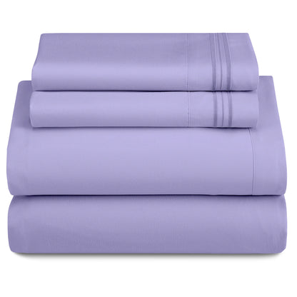 3 Piece Microfiber Bed Sheets with Flat Sheet