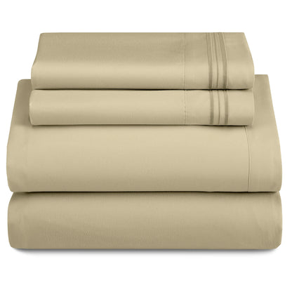 3 Piece Microfiber Bed Sheets with Flat Sheet