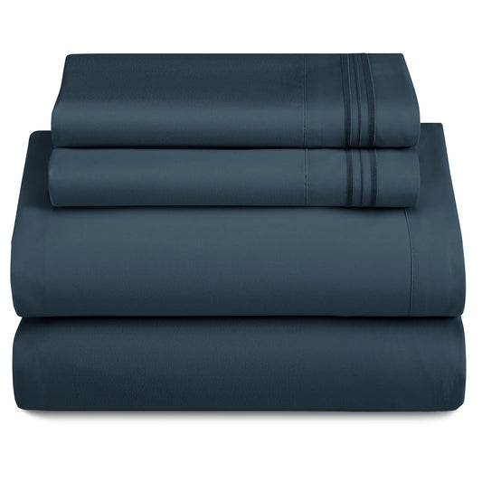 3 Piece Microfiber Bed Sheets with Flat Sheet