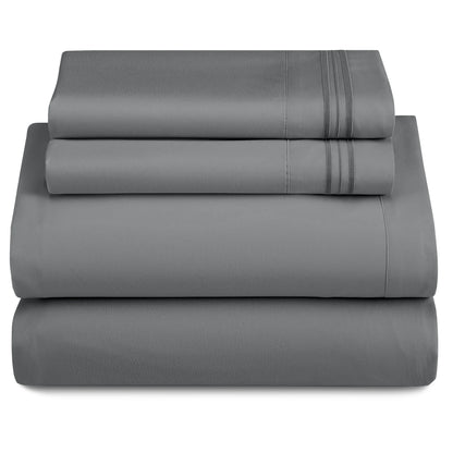 3 Piece Microfiber Bed Sheets with Flat Sheet