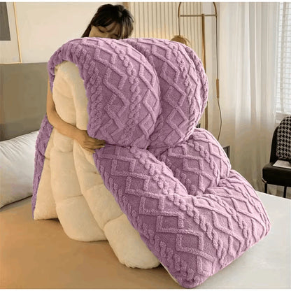 1pc Double-Sided Plush Fleece & Sheepskin Comforter