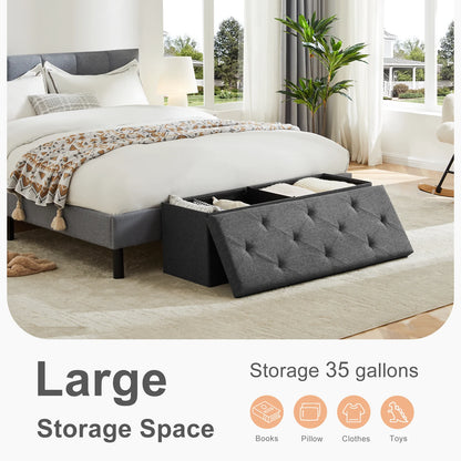 Folding Storage Ottoman Hidden Storage Footstool Bench