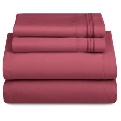 3 Piece Microfiber Bed Sheets with Flat Sheet