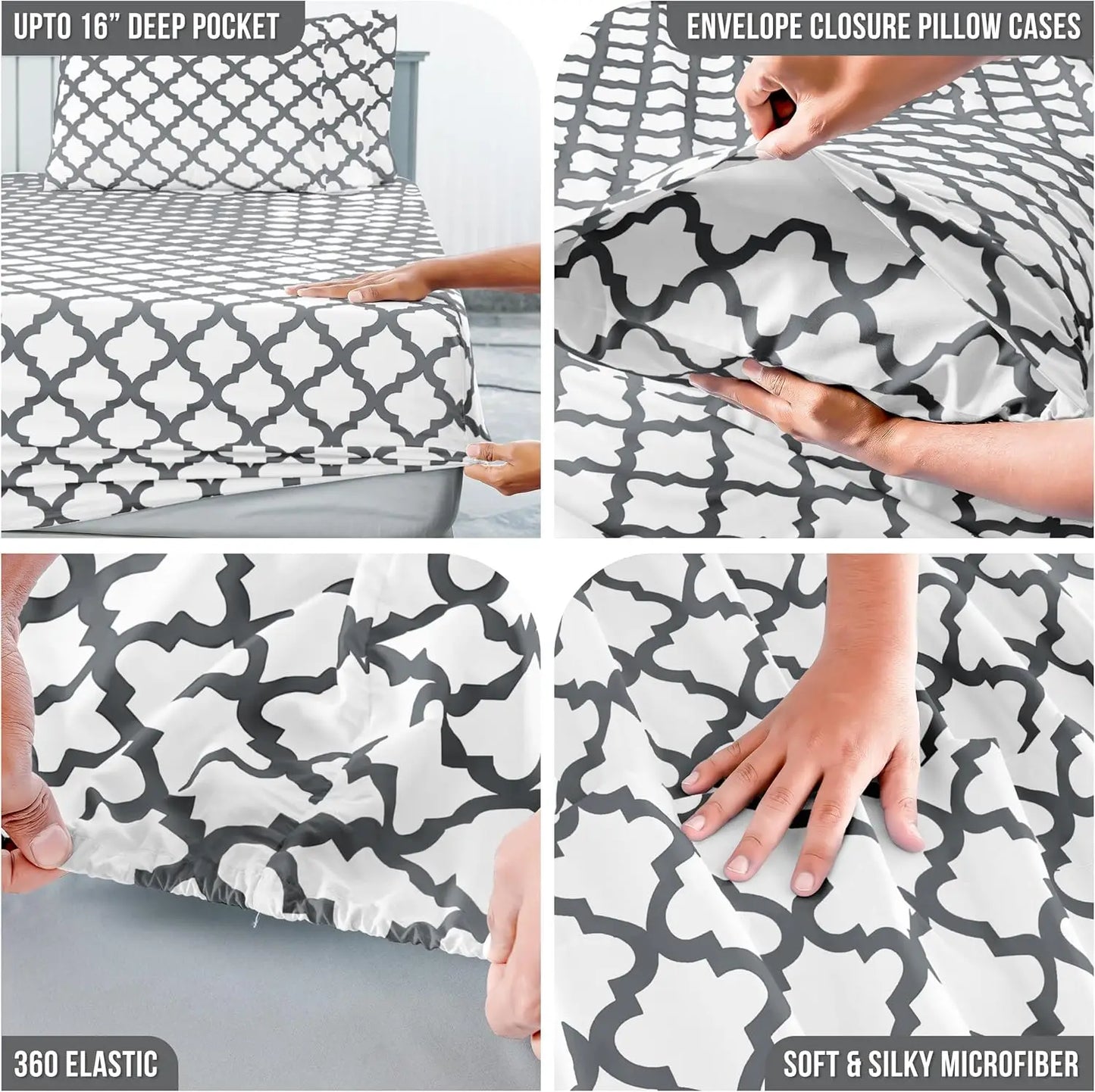 4PC Microfiber Bed Sheets with Flat Sheet