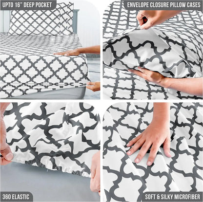 4PC Microfiber Bed Sheets with Flat Sheet