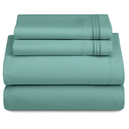 3 Piece Microfiber Bed Sheets with Flat Sheet