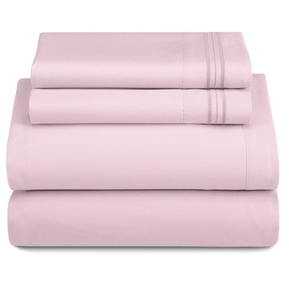 3 Piece Microfiber Bed Sheets with Flat Sheet