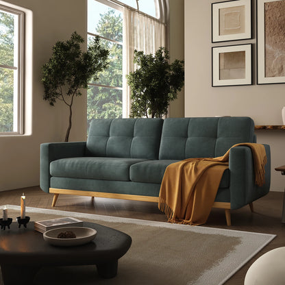 Mid-Century Modern Loveseat Sofa with Wooden Legs