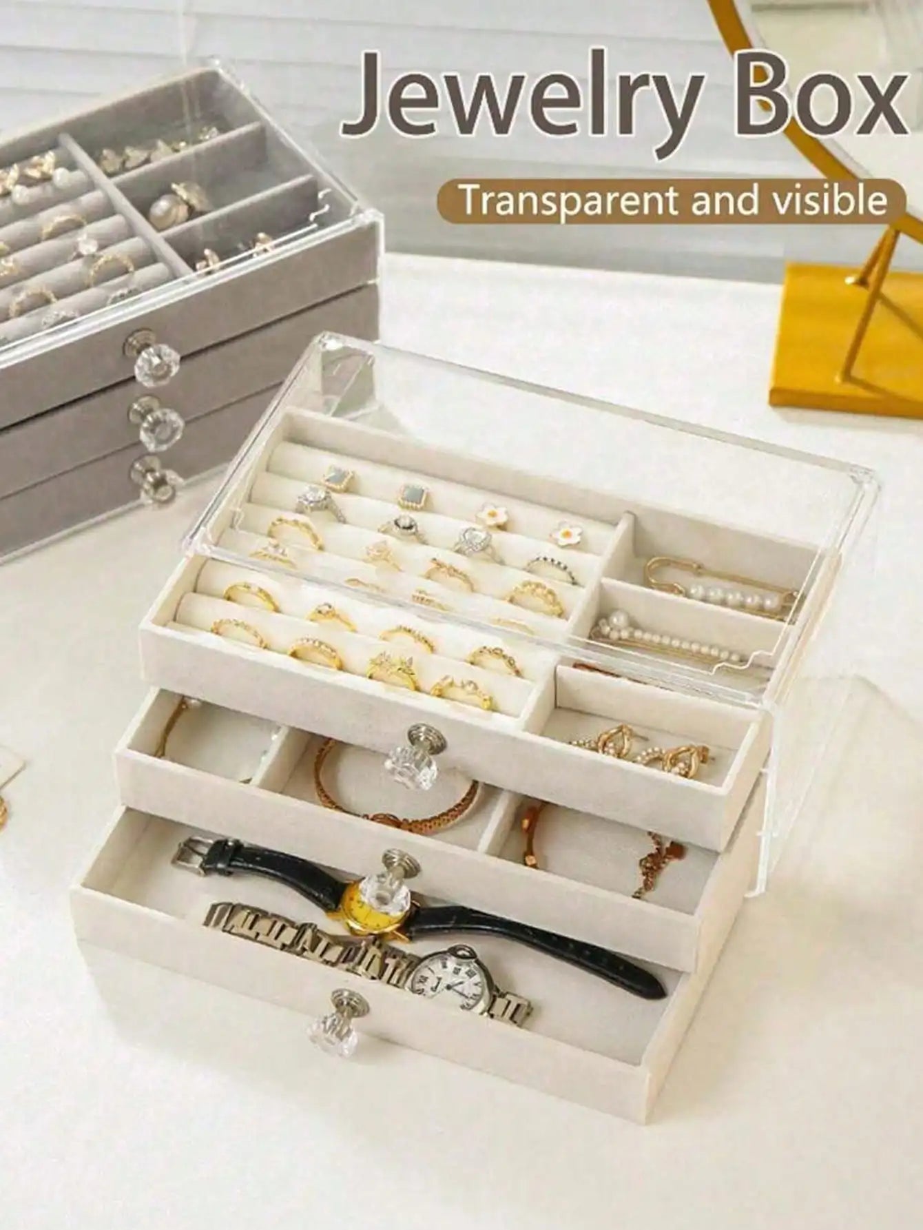 5-Layer Acrylic Velvet Jewelry Box Women's gift