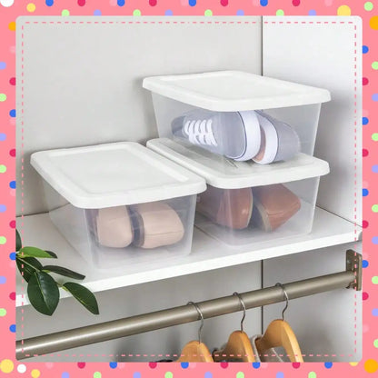 6-Quart Clear Storage Bins with Snap-On Lids