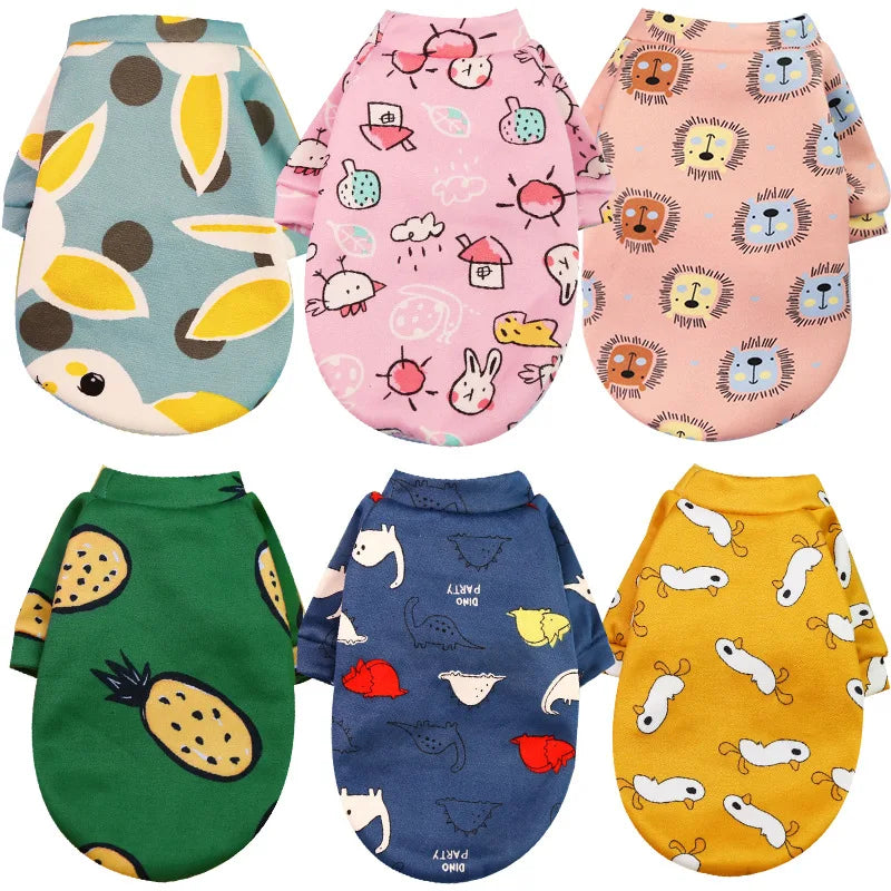 Custom Printed Cartoon Pet Clothes Fleece-Lined