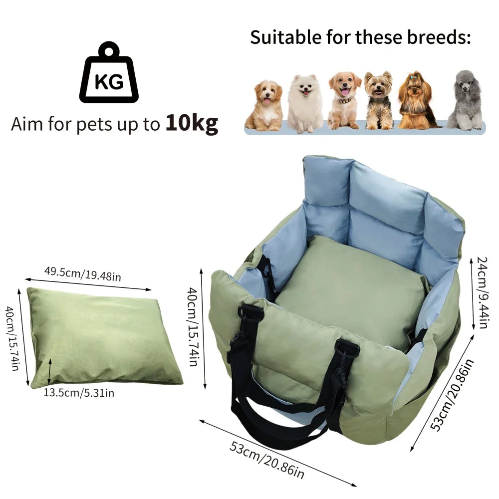 Portable Dog Car Seat with Storage Pocket