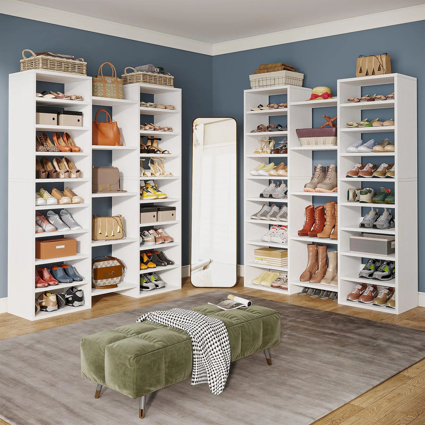 14-Tier Freestanding Tall Shoe Rack and Storage Cabinet