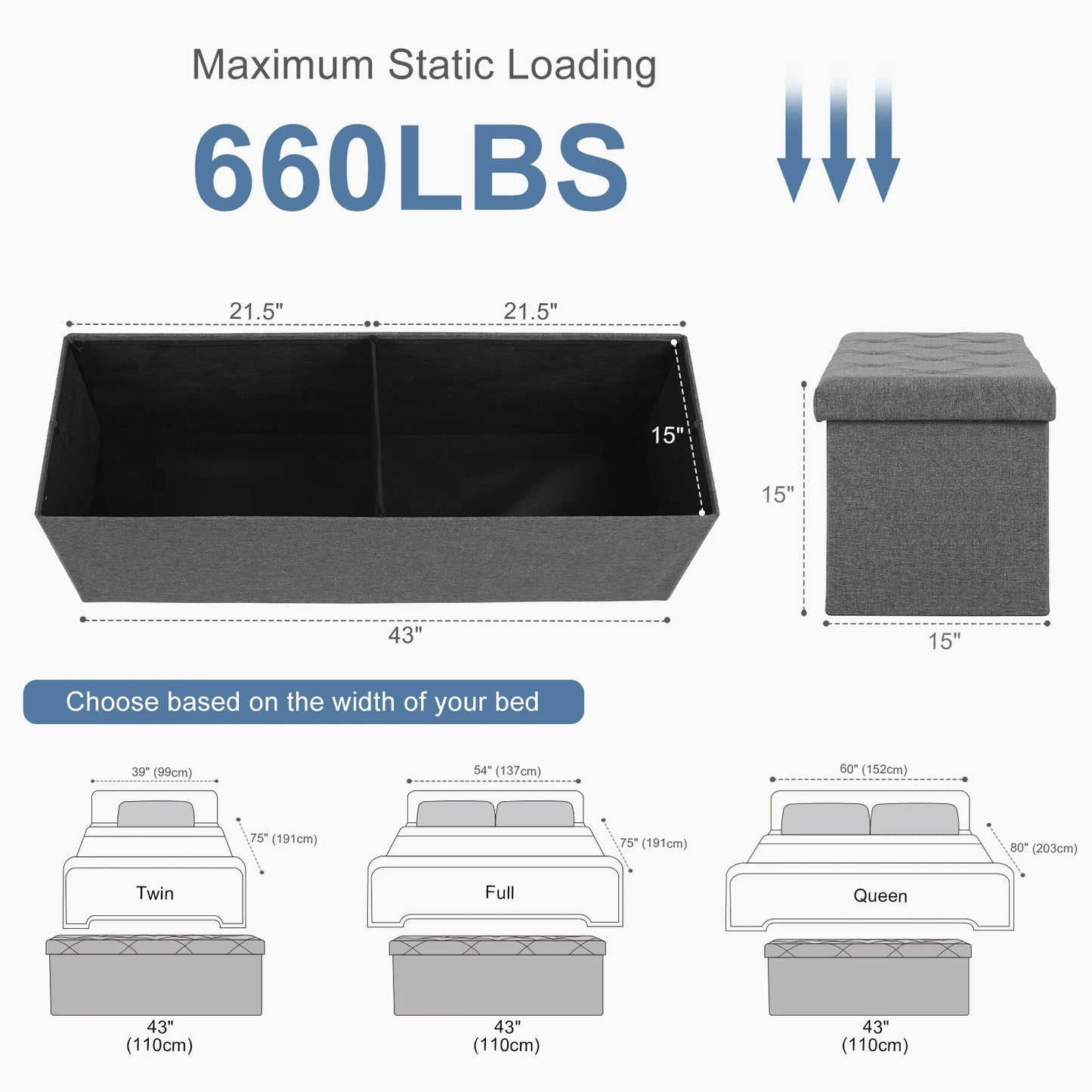 Folding Storage Ottoman Hidden Storage Footstool Bench