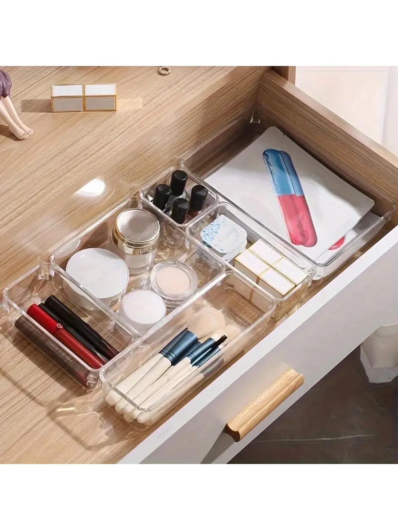 Multifunctional Clear Plastic Drawer Organizer Storage Set
