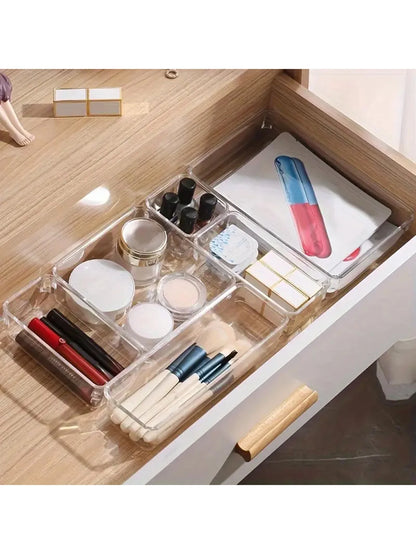 Multifunctional Clear Plastic Drawer Organizer Storage Set