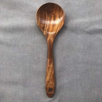 5pcs Wooden Utensil Set with Hanging Holes
