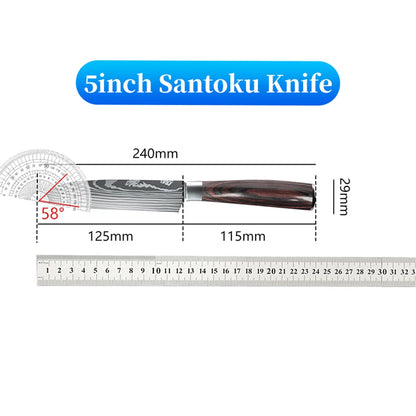 9 types of Stainless Steel Kitchen Knife,Japanese Chef Knife,Meat Cleaver,Santoku,Bread,Boning,Slicing,Fruit Knife with Gift Box