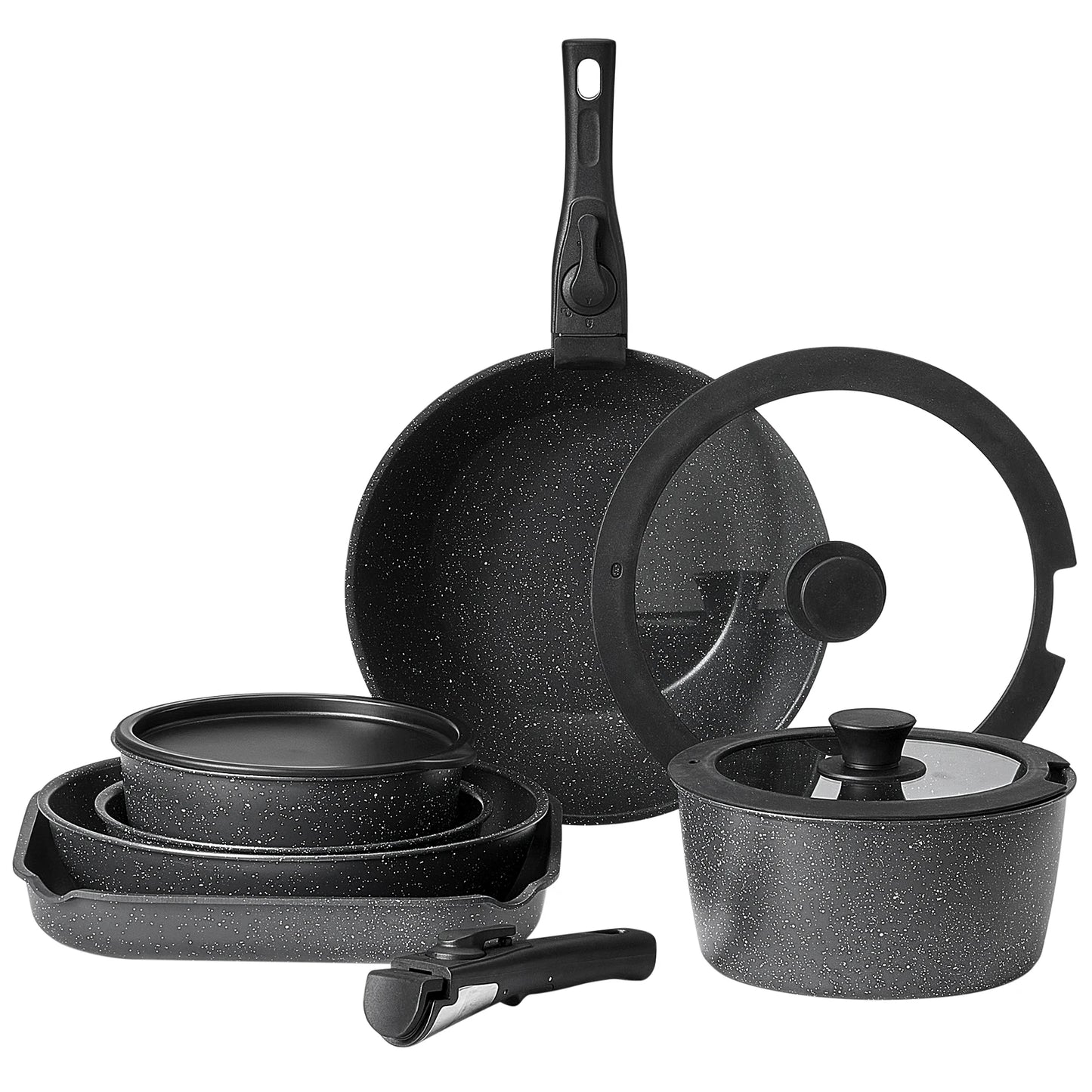 17 Pcs Nonstick Cookware Set Granite Pots/Pans