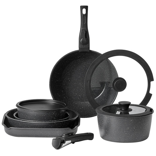 17 Pcs Nonstick Cookware Set Granite Pots/Pans