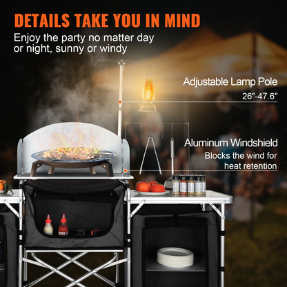 Outdoor Kitchen Table Cabinet Foldable Storage Rack