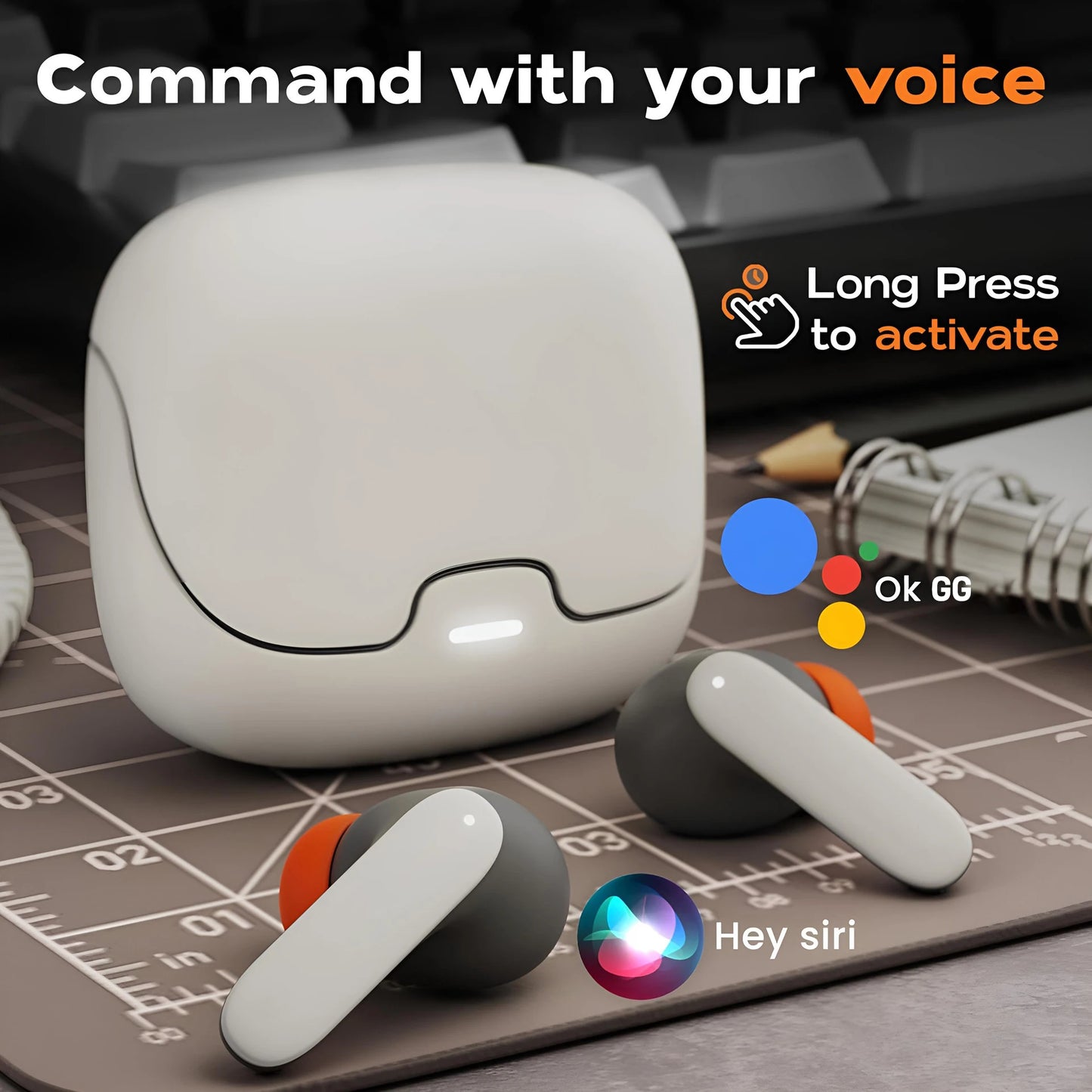 TWS Wireless Earphones Bluetooth Dual Microphone Noise Cancelling
