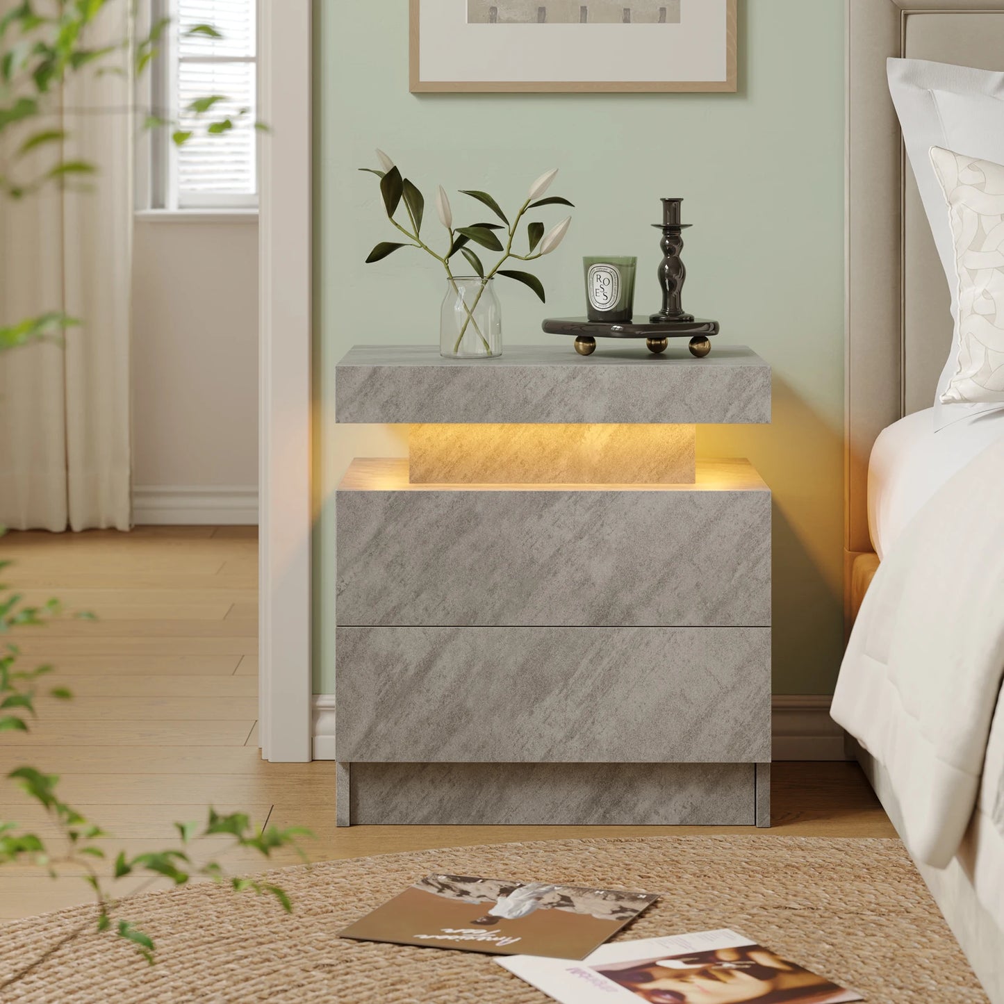 EndTable with LED Lights for Bedroom/Living Room