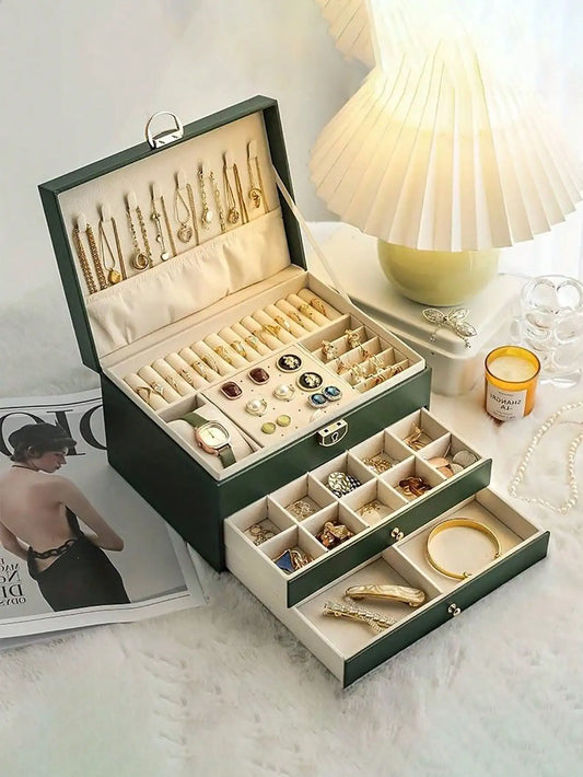 3-Layer Leather Jewelry Box Gift for Women