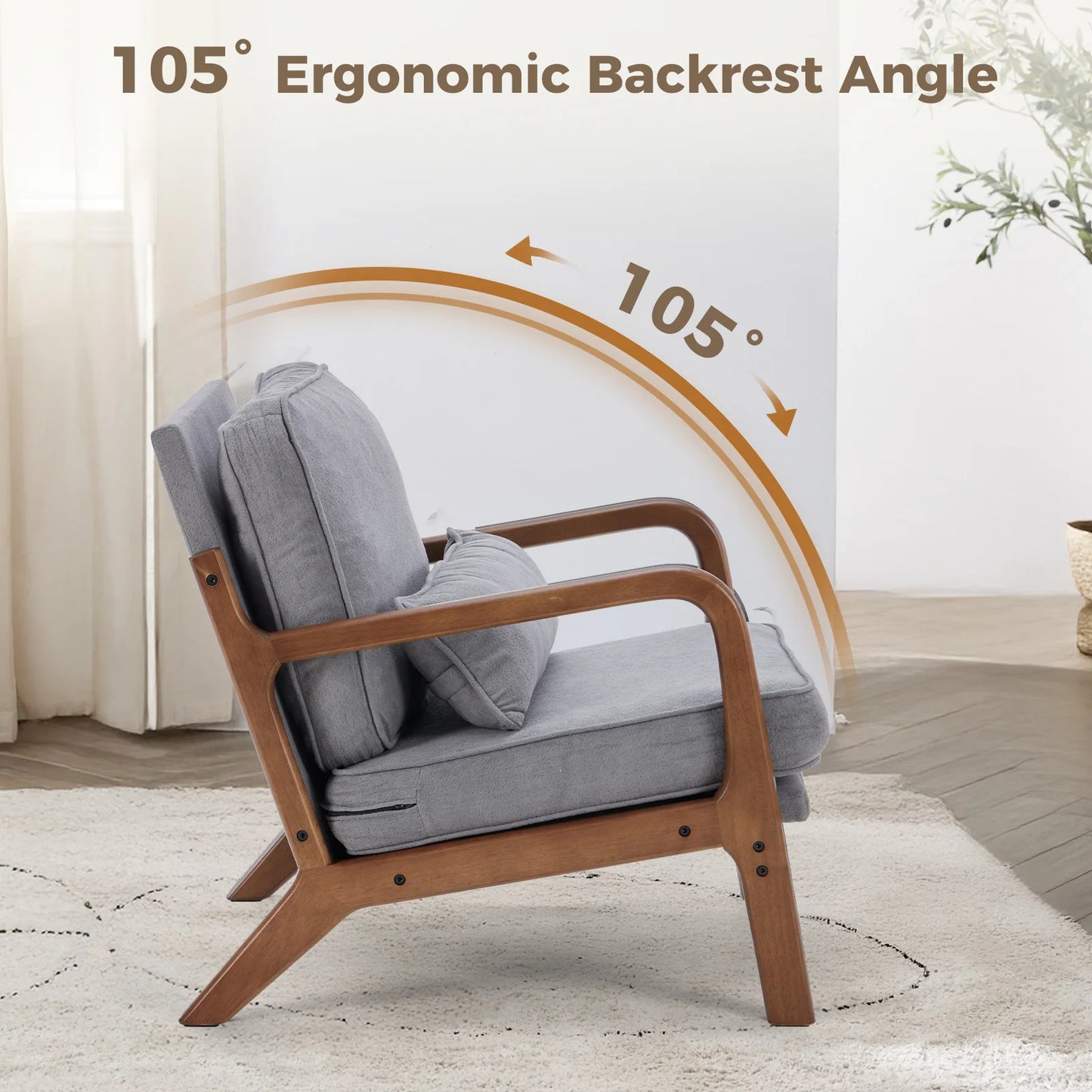 Mid Century Modern Accent Chair with Arms