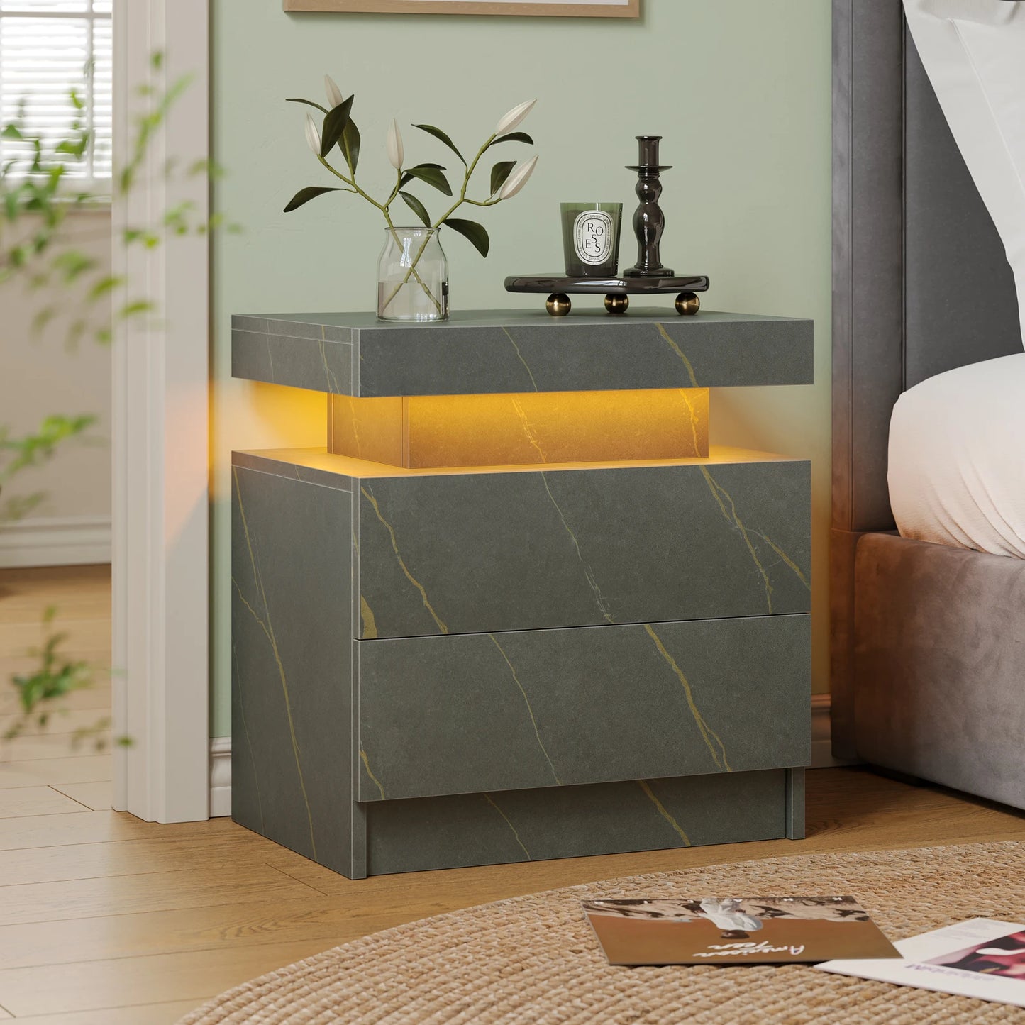 EndTable with LED Lights for Bedroom/Living Room
