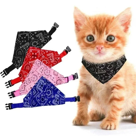 Cat/Dog Collar Pet Bibs Adjustable Dog Cat Necktie Pet Triangular Saliva Tie Scarf Dog Bandana Collar Triangle Bib Neckerchief