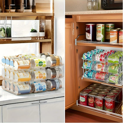 3-Tier 36-Capacity Stackable Rolling Can Organizer