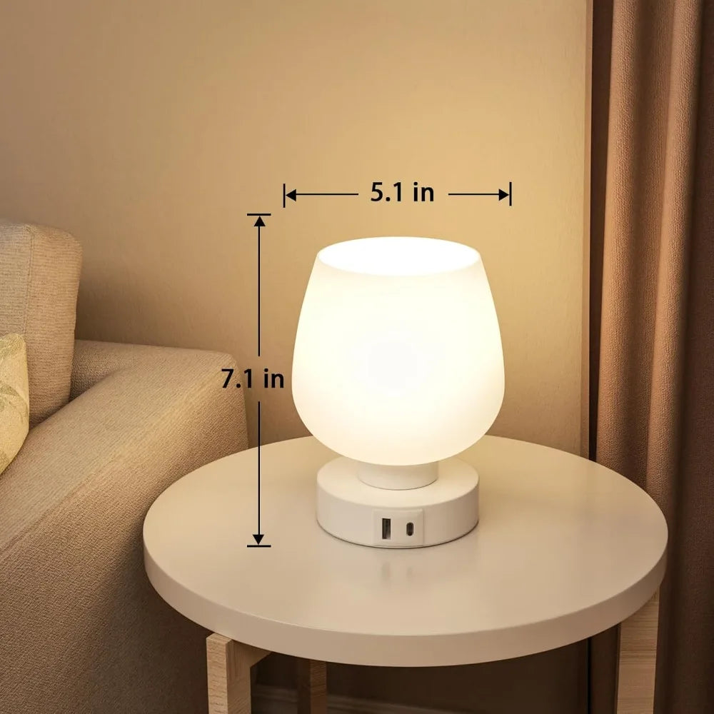 2 Touch Table Lamps with USB C+A Charging Ports