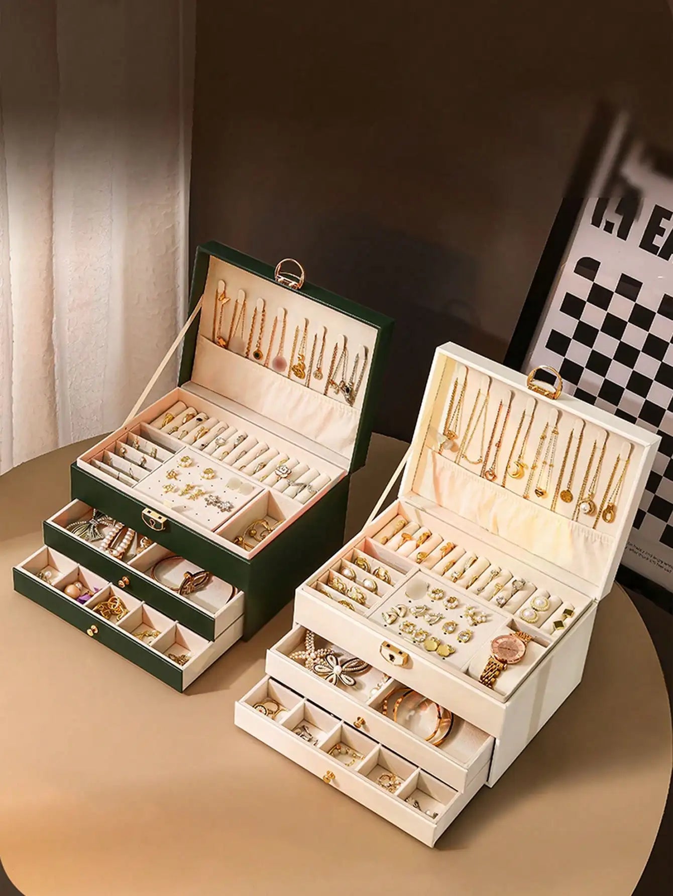3-Layer Leather Jewelry Box Gift for Women