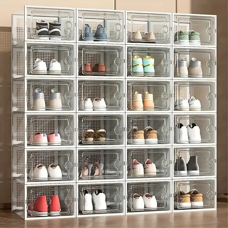 Foldable and stackable shoe racks, space saving