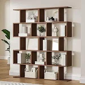 White 5-Tier Geometric Bookcase Decorative Display Shelf
