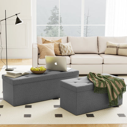 Folding Storage Ottoman Hidden Storage Footstool Bench