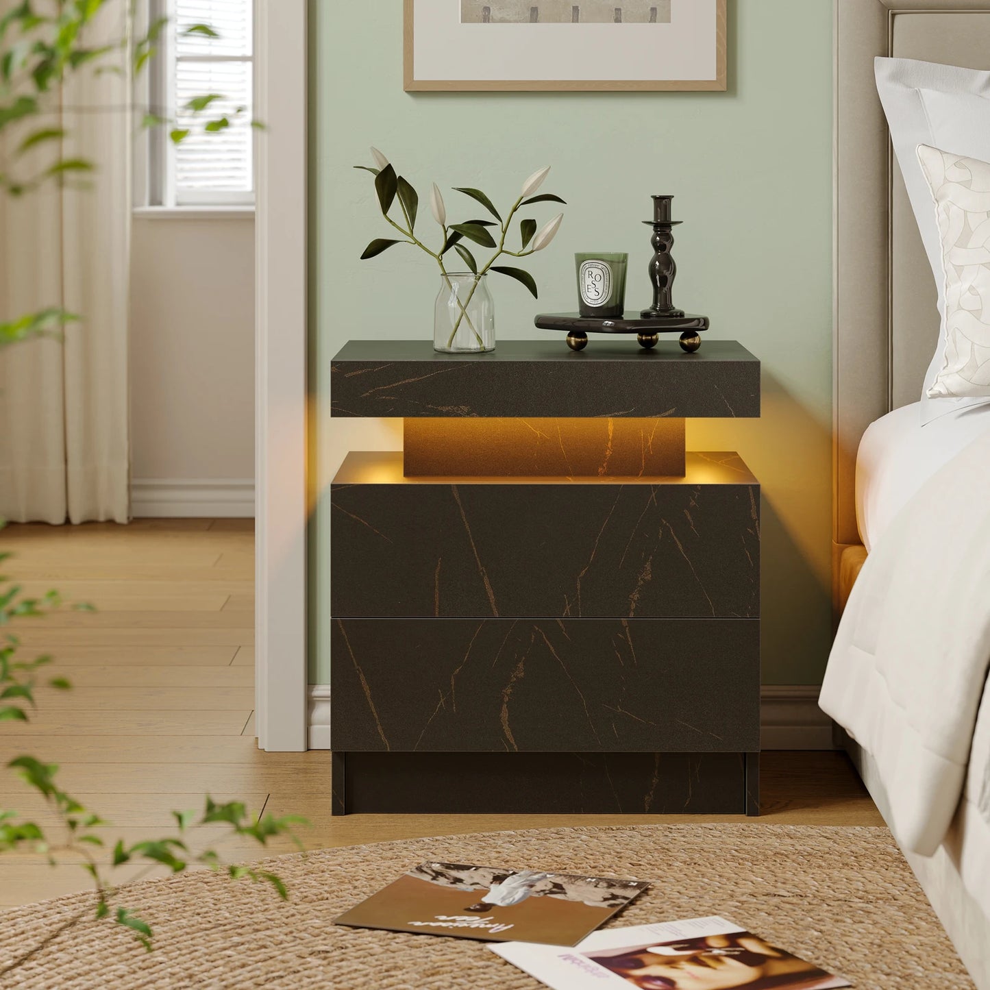 EndTable with LED Lights for Bedroom/Living Room
