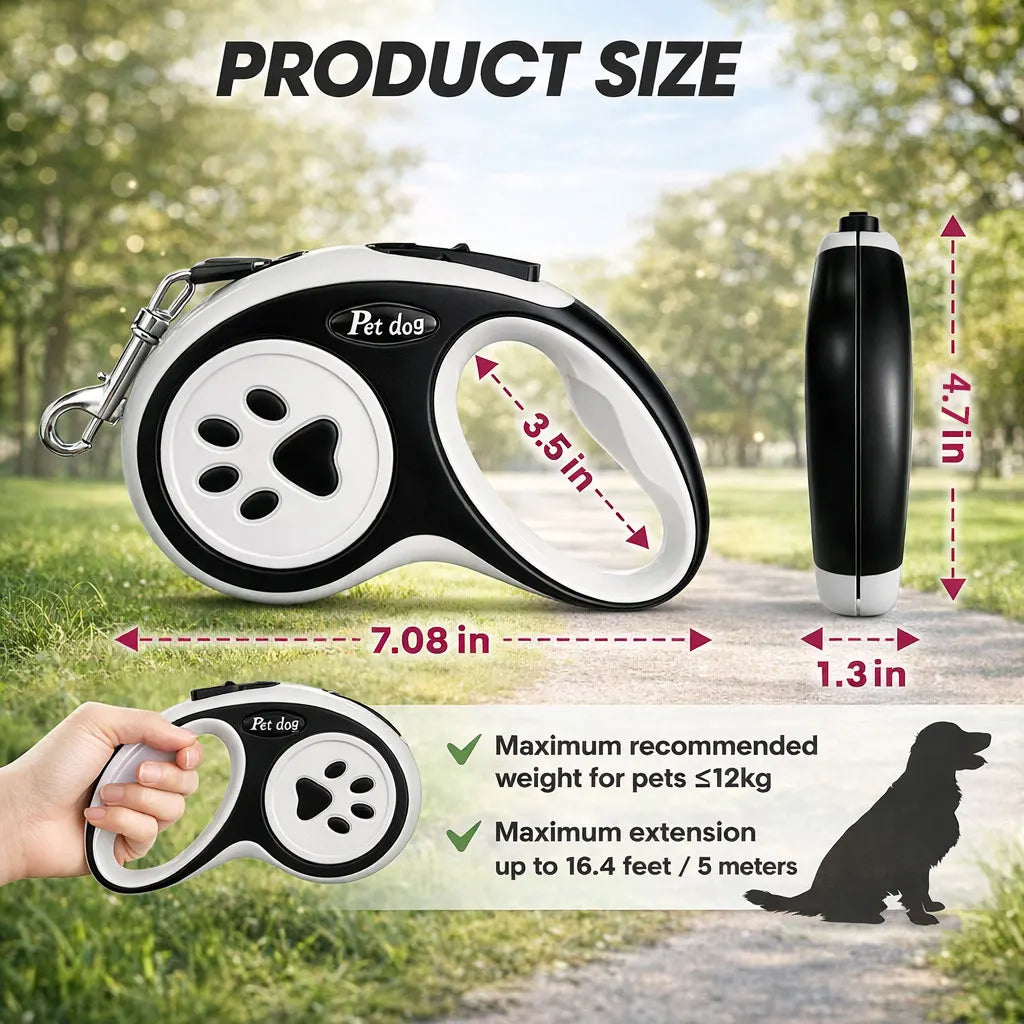 Retractable Dog Leash with 360° Tangle-Free Design