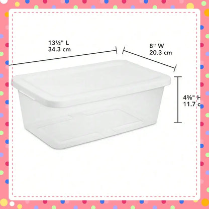 6-Quart Clear Storage Bins with Snap-On Lids